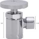 Westbrass Round Handle Angle Stop Shut Off Valve, 1/2" IPS Inlet with 3/8" Compression Outlet, Polished Brass, D103-03