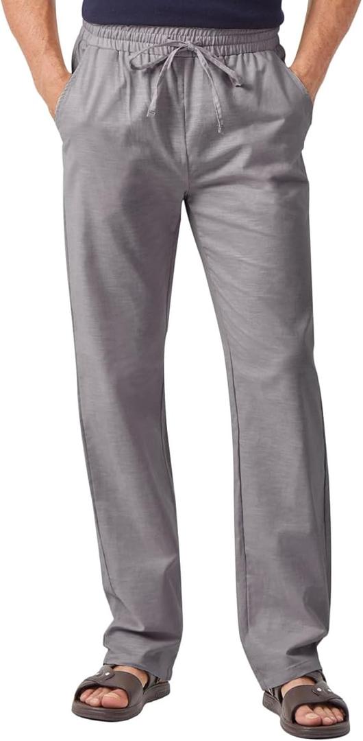 Zylioo 3436 Inseam Pants for Men, Loose Fit Mens Lightweight Pants for Summer, Mens Linen Pants Beach XL