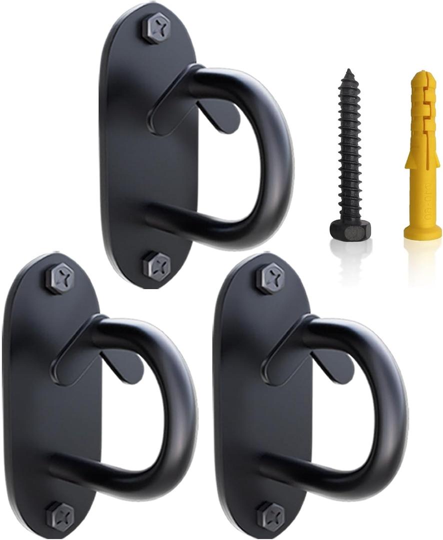3-Pack Wall Mount Workout Anchor for Resistance Band, Heavy Duty Workout Hooks for Home Gym Exercise, Space Saving Wall Anchors for Strength Training, Stretching, Fitness