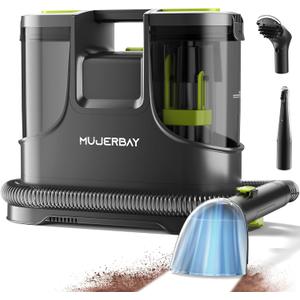 Upholstery Carpet Cleaner, MUJERBAY 15Kpa Portable Spot and Stain Cleaner Shampooer, Easy Move with Handle, 1.5-inch Deep Cleaning Machine for Couch, Stairs, Car and Pet Messes.