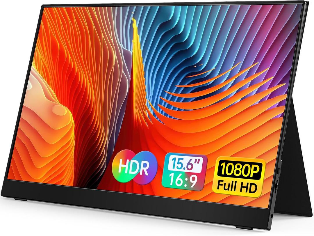 VILVA Portable-Monitor-for-Lapto - 15.6'' 1080P FHD IPS Display USB-C HDMI Portable Monitor for Laptop with Cover and Speakers External Monitor for Laptop/PC/Mac/Phone/Xbox Switch/PS4/