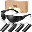 28 Pack Safety Glasses (Bulk Pack of 24+4) Unisex Black Tinted Anti-Scratch Protective Goggles Impact Resistant Lens Eyewear with ANSI Z87.1 Certified Perfect for Construction, Shooting and Laboratory