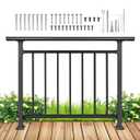 Upgrade Horizontal Deck Railing Kit, 40" H x 48" W Black Heavy Duty Wrought Iron Outdoor Guard Fence Handrail, Flat Hand Rails for Porch, Balcony, Patio, Deck and Other Outdoor/Indoor Spaces