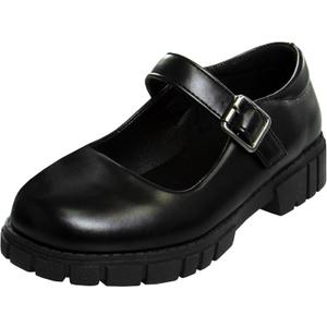 French Toast Girls Round Toe Ankle Strap Maryjane School Shoes - Mary Jane Chunky Platform Oxford Dress Shoe Pumps - Black/Navy/Brown 3