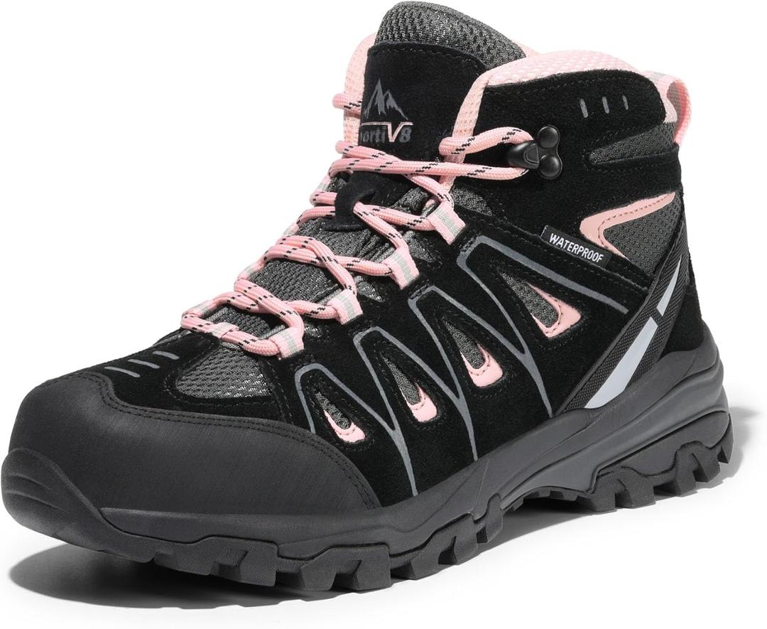 NORTIV 8 Women's Waterproof Hiking Boots Outdoor Trekking Camping Trail Hiking Boot Seeker (9.5, Black/Pink) NORTIV 8 Women's Waterproof Hiking Boots Outdoor Trekking Camping Trail Hiking Boot Seeker (9.5, Black/Pink)