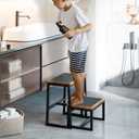 Step Stool for Adults,Holds up to 500Lb,3 in1 Heavy Duty Sturdy Two StepStools for Kichen/Bathroom/High beds, Wooden&Metal Frame, Non-Slip Pads