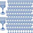 Plastic Wine Glasses, Plastic Goblets Vintage Style Cordial Unbreakable Drinking Glasses, Reusable Drinkware for Wedding Reception, Grand Event Party Supplies (100, Blue), 7oz