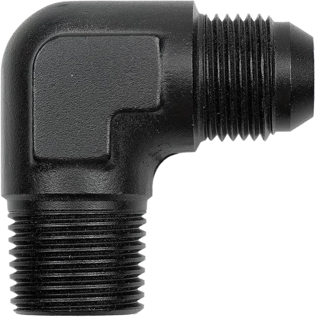 8AN Male Flare to 1/2" NPT Pipe Male 90 Degree Elbow Fitting Adapter Union Aluminum Black (90 Degree 8AN to 1/2 NPT)