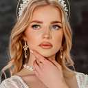 Wedding Pearl Gold Headband Goddess Headpiece Glitter Pearl Bride Headband Bridal Hair Accessories for Women