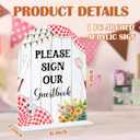 Please Sign Our Guestbook Sign - BBQ Baby Shower Sign, 1 Pack Arch Acrylic Sign with Stand, Gender Reveal Party Table Decor, Backyard Baby Shower Supplies (SE40)