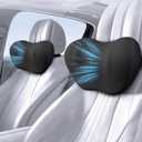 2 Pack Car Headrest Pillow, Comfy Head Rest Pillow for Car, 100% Memory Foam Car Neck Pillow for Driving - Universal Fit Travel Car Pillow for Pain Relief While Driving(Comes with 2 Eye Masks)