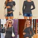 Ekouaer Maternity Shirts 3 Packs Women Long Sleeve Pregnancy Tee Tops Tunic Blouse Ribbed Side Ruched Mama Clothes S-XXL (M)