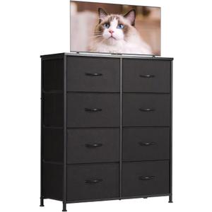 OLIXIS Dresser for Bedroom with 8 Drawers, Tall Fabric Dresser for Storage and Organization, Bedroom Dressers, Chest of Drawers for Living Room, Closet (Modern Black)