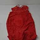 FLAXMAKER Women's One Piece Bathing Suit Petal Hollow V Neck Swimsuit and Skirt (XL)