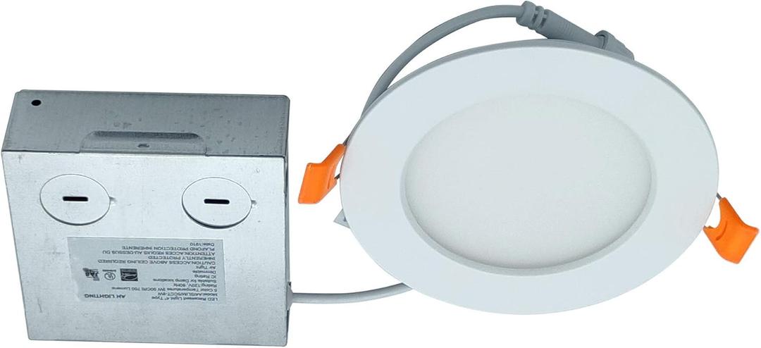 4 Inch Dimmable LED 5CCT Slim Recessed Downlight with Junction Box, 9 Watts, 700 Lumen, ES Qualified, UL Listed