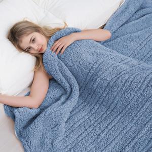 Eydna Electric Heated Blanket Full Size 72"84" with 9 Heating Levels & 1-10Hs Auto OffDouble Sided Plush Sherpa, Energy Efficient, Machine Washable, for Couch & Bed, Light Blue