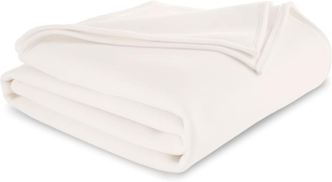 Vellux Queen Size Blanket - All Season Luxury Warm Micro plush Lightweight Thermal Fleece Blankets - Perfect For Couch Bed Sofa - Breathable Bed Blankets Queen Size - Hotel Quality (90x90 Inch, Ivory)