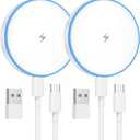 MagSafe Charger 2 Pack 15W Magnetic Wireless Charger Fast Charging Pad Compatible with iPhone 16/15/14/13/12 Series & AirPods 3/2/Pro Magnetic MagSafe Charging Pad with Dual Ports