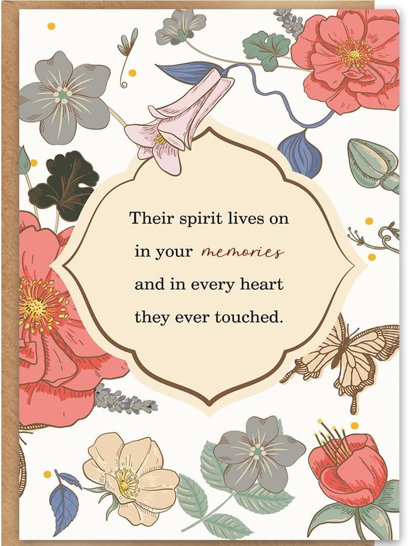 4 x Sympathy Card, Condolences Card, 8x5.3 Inches, Double-Sided, Thick Card Stock with Premium Envelope (BT-101)