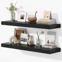 Dreamland 36 Inches Floating Shelves for Wall, 9.3" Deep Long Floating Shelves Set of 2, Large Display & Storage Shelf, Wall Shelf for Bathroom Bedroom Living Room Kitchen Office, Black