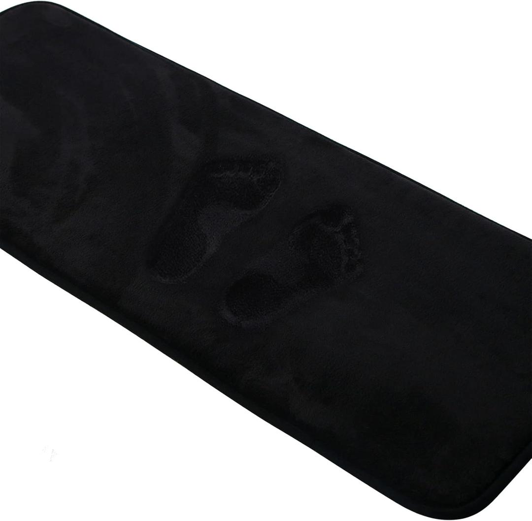 Black Bath Mat Runner Long Narrow Bathroom Rug Memory Foam Microfiber Bathroom Carpet Non Slip Soft Absorbent Washable Bathrug,16" x 47"