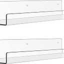 upsimples Acrylic Shelves for Bathroom Storage, 15" Floating Shelves Wall Organizer for Perfume, Make up, Skincare, Kids Bookshelf for Bedroom, Nursery, Living Room Decor, Clear, 2 Pack