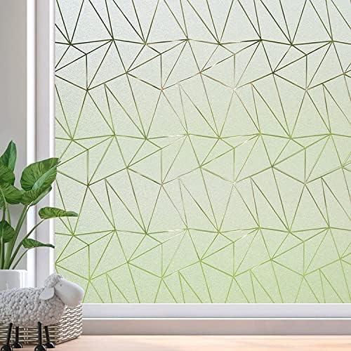 Coavas Frosted Glass Window Privacy Film, Static Cling Decorative Covering for Bathroom Bedroom Door, No Glue Removable Vinyl UV Blocking Heat Control, 45.2 x 393.7 inch