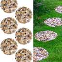 6 PCS River Rock Stepping Stones Outdoor, 12 Inch Diameter Round Pavers Pebbles Polished Gravel for Garden Walkway