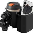 2-in-1Stroller Cup Holder with Phone Holder, 360 Rotatable Strong Clip, Large Storage Box for Stroller, Wheelchair, Walker