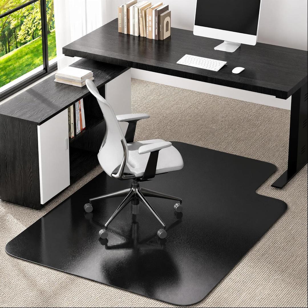 Office Chair Mat for Low Pile Carpeted Floors with Lip, 36" x 48" Plastic Floor mat for Desk Chair on Carpet, Easy Glide Carpet Protector Mat for Computer Chairs, Rolling Chairs, Home, Office Non-Slip, 36X48 inch-Black