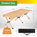Foldable Camping Table - 4ft Roll-Up Portable Picnic Table with Carry Bag - Indoor/Outdoor Low Height Travel, Party, or Beach Table by Wakeman Outdoors (Natural Wood)