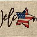 Artoid Mode Elegant American Flag Stars Memorial Day Welcome Doormat, 4th of July Patriotic Liberty Low-Profile Yard Floor Switch Mat for Indoor Outdoor 17 x 29 Inch