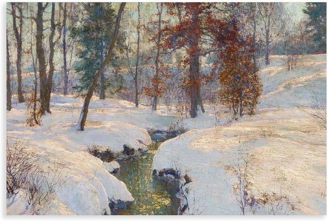 olumwa Vintage Winter Snow Landscape Canvas Poster Wall Art Decor Print Picture Paintings for Living Room Bedroom Decoration Unframe-style12x18inch(30x45cm)