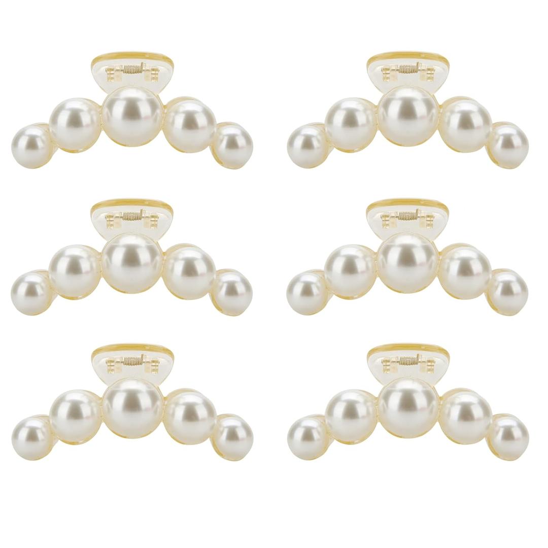 Loanzeg Bridesmaid hair claw Clips Bachelorette party Hair clip Set of 6 Bridal Shower Good ideas Gift for Wedding Party Favors hair clips Bridesmaid Proposal Gifts(Bead Champagne)