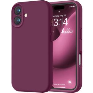 LOVE 3000 Designed for iPhone 16 Case, Premium Silicone with [Soft Anti-Scratch Microfiber Lining] Shockproof Protective Phone Case for Men Women Girls 6.1", WineRed