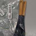 Cooking Spoon for Nonstick Cookwares, Great for Cooking and Serving Sturdy BPA-Free Matte Silicone, Wood Handle Spoon for Mixing, Scoop, and Scrape (Black & Grey, 11.4 inch)