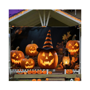 Happy Halloween Banners-70x35 Inch Orange And Black Yard Sign, Halloween Party Decorations Indoor and Outdoor (107, 70 * 35IN)