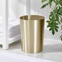 mDesign Stainless Steel Round Metal Trash Can, Small 2.8 Gallon Wastebasket, Garbage Basket Bin for Bathroom, Bedroom, Kitchen, or Home Office, Holds Waste and Recycle, Mirri Collection, Soft Brass