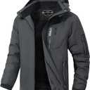 Men's Ski Jacket Winter Warm Snow Coat Waterproof Windbreaker Hooded Work Outerwear Snowboarding Jackets (Medium, Darkgrey)