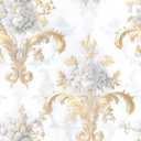 REDAMANCY White Golden Yellow Damask Vintage Peel and Stick Wallpaper Stick on Contact Paper Vintage Wall Paper Easy Peel Off for nightstand Drawer Cabinet Renter