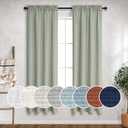 Sage Green Curtains 38 Inch Wide for Kitchen 2 Panel Sets Rod Pocket Semi Sheer Neutral Linen Light Green Curtains for Small Side Windows Bathroom Laundry Room Front Doors Narrow Skinny 38x63 Length