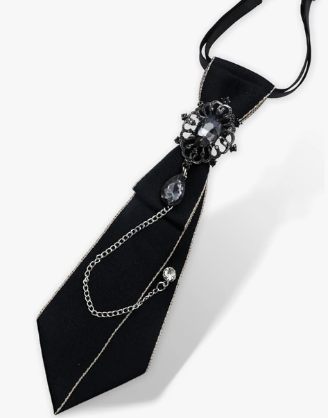 Matwsec Black Bow Tie for Women Adjustable Pre-Tied Ties Necktie with Rhinestone Crystal Bowtie for Girls Uniform Party School Concert