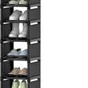 Space-Saving 8-Tier Vertical Shoe Rack, Stackable Narrow Shoe Organizer with Dustproof Fabric Shelves, Sturdy Metal Frame Storage for Entryway Closet Dorm Apartment Small Spaces