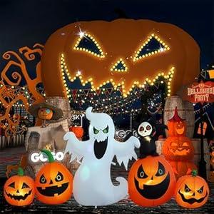 HZGDEJTG 8ft Bat Pumpkin Row Stand Halloween Inflatable Outdoor Decoration, Yard Decorations with LED Lights for Outdoor Lawn, Garden, Home Holiday Party
