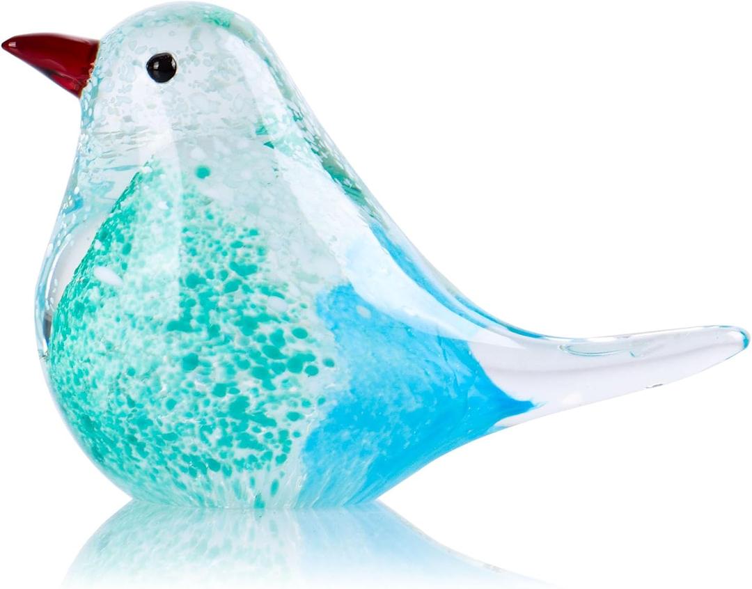 Hand Blown Glass Birds Figurines, Glass Animals Paper Weight, Modern Style Decorative Ornaments for Living Room, Bedroom, Farmhouse, Office Desktop, Bookshelf, Coffee Table, Cabinets, Bird Art Decor