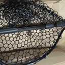 Rubber Coated Fishing Landing Net with Telescoping Handle, Foldable, Black