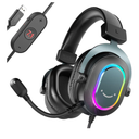 FIFINE Gaming Headset for PC-Wired Headphones with Microphone-7.1 Surround Sound Computer USB Headset for Laptop, Streaming Headphones on PS4/PS5, with EQ Mode, RGB, Soft Ear Pads - AmpliGame H6
