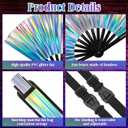 Large Rave Fan UV Glow Hand Fan with Holster for Men Women Disco Party Supplies for Carnival St. Patrick's Day Edm Music Festival Club Rave Accessories(Laser)