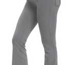 Women's Flare Leggings with Pockets High Waisted Butt Lifting No Front Seam Tummy Control Bootcut Yoga Pants for Women Lightgrey, Medium