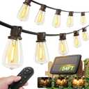 addlon 54(48+6) FT Solar String Lights Waterproof,Patio Lights Solar Powered with Remote & USB Port 15+1 LED Shatterproof Bulbs 3 Light Modes, Dimmable Solar Light for Camping Backyard Garden